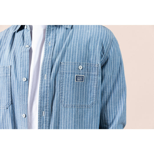 Camisa Casual con Bolsillo de Rayas Azules - Image 10