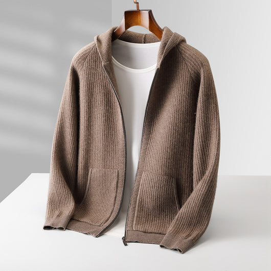 Cardigan con Capucha de Lana Gruesa para Hombre - Corte Holgado y Casual - Image 5