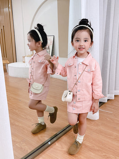 Conjunto Abrigo y Falda Estilo Coreano para Niñas - Image 4