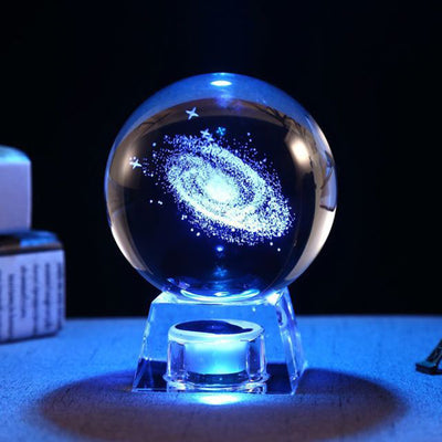 Lámpara Esfera Cristal LED con Música - Galaxia 3D con Energía Solar - Image 13