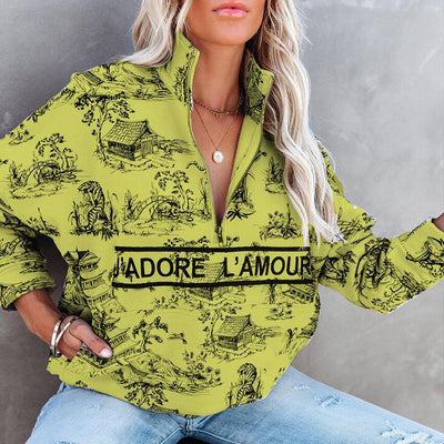 Suéter Holgado con Cierre y Estampado - Manga Larga Casual - Image 10