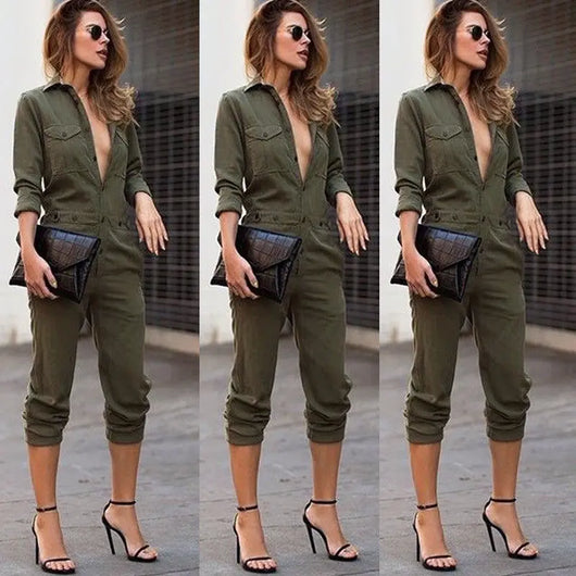 Jumpsuit de Manga Larga Color Sólido - Image 9