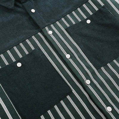 Camisa Casual de Manga Larga con Rayas Verticales y Bolsillo Contraste - Image 3