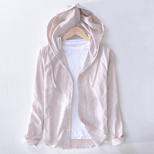 Camisa Hoodie de Lino y Algodón con Estilo Artístico para Jóvenes - Image 7