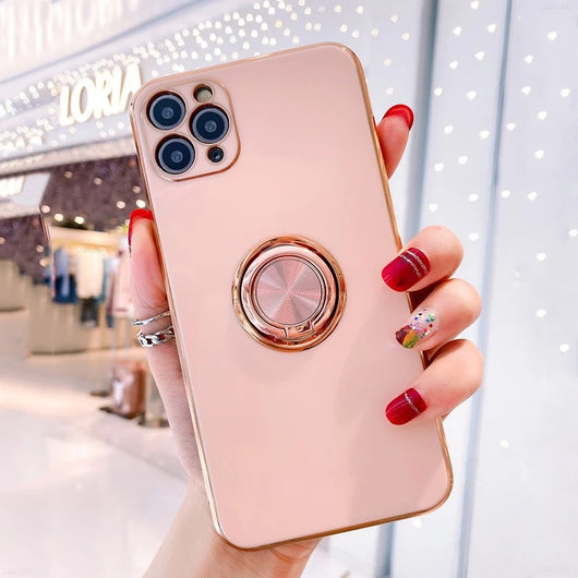 Funda para Teléfono con Anillo Galvanizado Color Sólido - Image 13