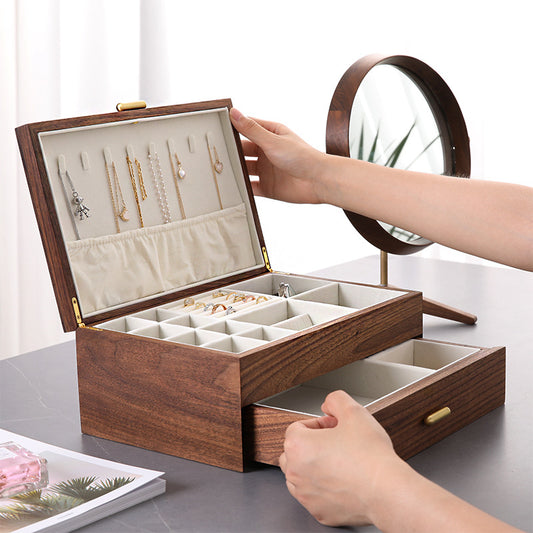 Caja de Joyas de Madera Nogal Negro Lujo Artesanal