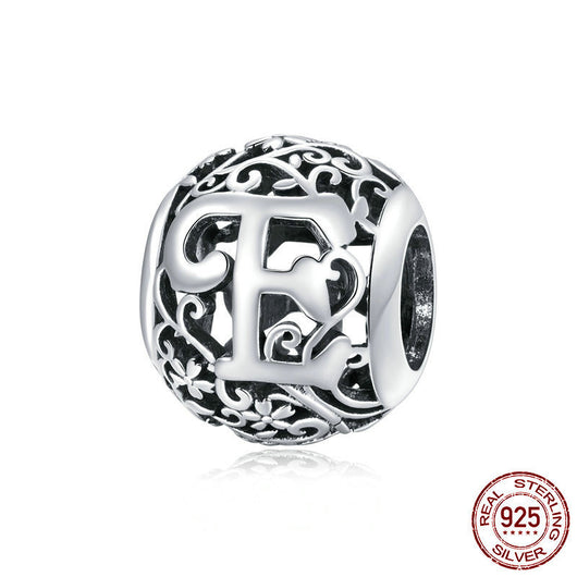 Abalorios de Plata Esterlina con 26 Letras del Alfabeto Inglés Patrón Bosque - Image 13