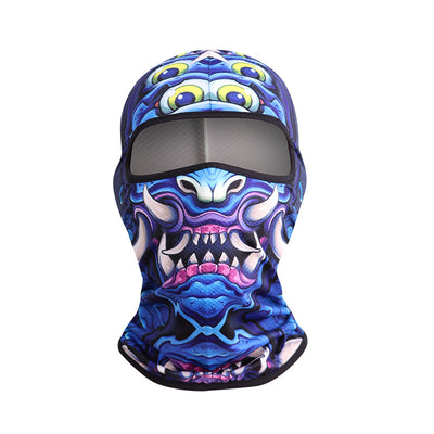 Blue and black full-face balaclava with a roaring gorilla graphic, designed for windproof and dust protection. - Image 9