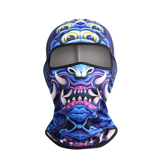 Blue and black full-face balaclava with a roaring gorilla graphic, designed for windproof and dust protection. - Image 9