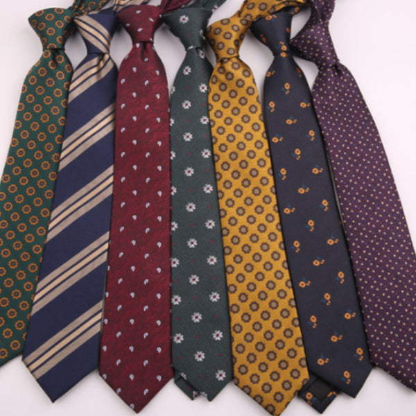 Corbata Formal de Poliéster con Diseño Floral y Rayas para Hombre