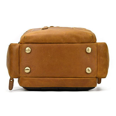Mochila de Cuero Retro para Hombre - Gran Capacidad y Múltiples Bolsillos - Image 4