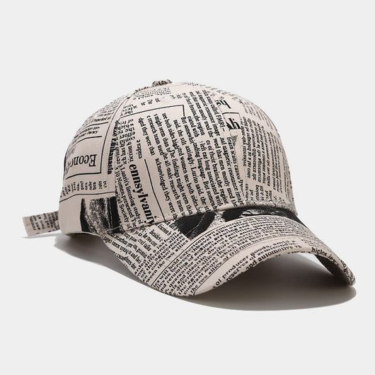 Gorra de Béisbol Retro Estilo Universitario con Patrón de Periódico para Hombre - Image 3