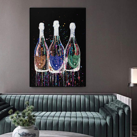 Cuadro de Botella de Champagne en Lienzo con Póster de Arte Colorido - Image 15