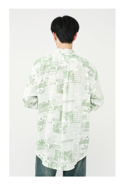 Playera Estilo Artístico con Estampado Periódico Coreano - Image 10