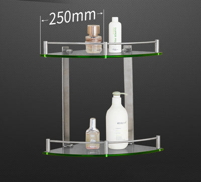 Repisa de Esquina de Vidrio Templado para Baño - Acero Inoxidable con Soporte Ajustable - Image 9