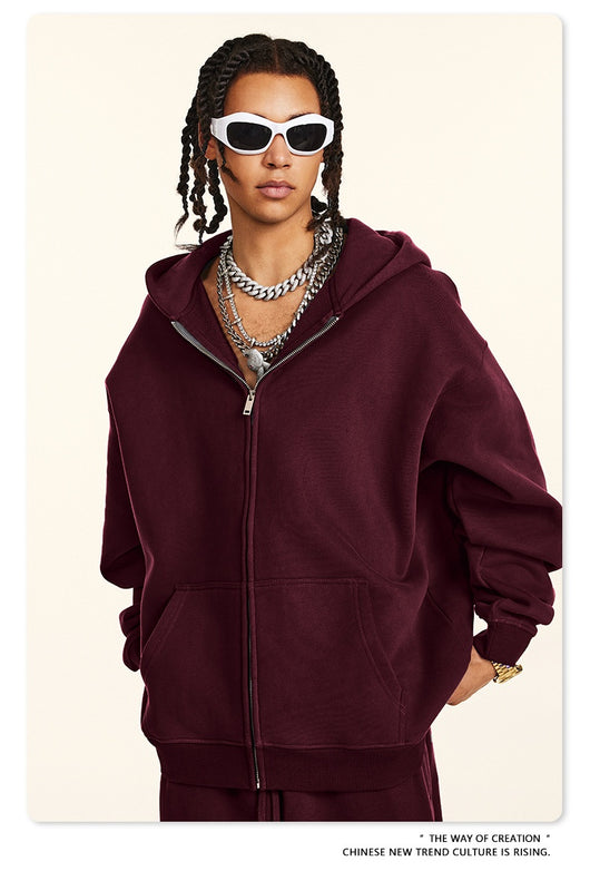 Sudadera con Capucha Polar de Colores Sólidos Holgada y Cómoda para Deportes - Image 22