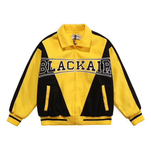 Chamarra Acolchada Hombre Estilo Americano con Letras Contraste - Image 3