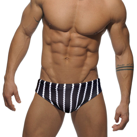 Traje de Baño Deportivo Rayas Verticales Cintura Baja para Competencia