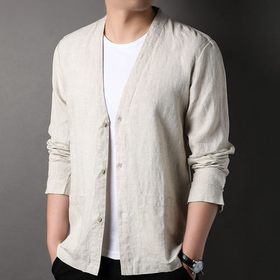 Camisa Casual Manga Larga Escote V para Hombre - Image 7