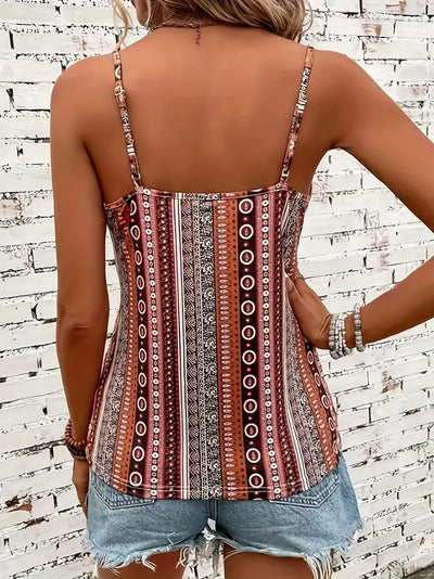 Blusa Retro Étnica con Estampado de Cadena Italiana y Escote en V - Image 29