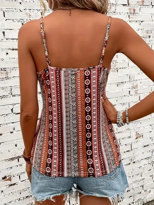 Blusa Retro Étnica con Estampado de Cadena Italiana y Escote en V - Image 29