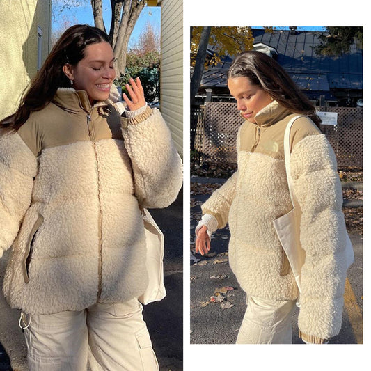 Chaqueta de Cashmira Cordero Corta con Detalles en Albaricoque - Image 2