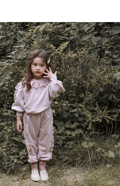 Suéter Infantil Niña Estilo Occidental con Encaje Suelto Manga Larga - Image 16