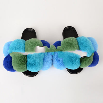 Pantuflas y Sandalias con Bola de Pelaje Sintético de Zorro - Image 6