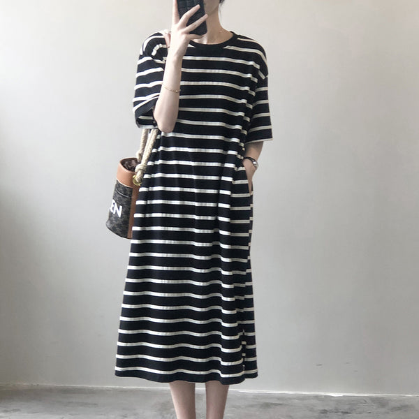 Vestido Camiseta Holgado Casual Largo Midi