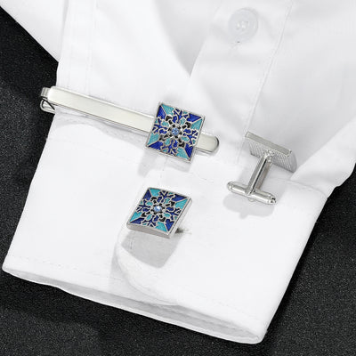 Gemelos Azules con Clip de Corbata - Accesorios Ejecutivos Unisex con Estuche de Regalo - Image 4