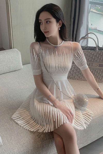 Vestido Elegante Ceñido de Lujo Celebrity con Falda Hada - Image 3