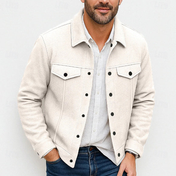 Abrigo de Lana Casual para Hombre con Solapa Elegante