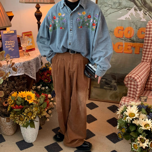 Camisa Denim Bordada con Flores Vintage - Image 6