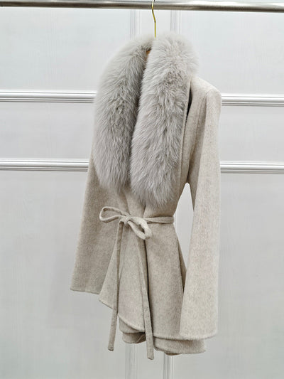 Abrigo Reversible de Cashmere y Piel de Zorro Midi para Invierno - Image 16