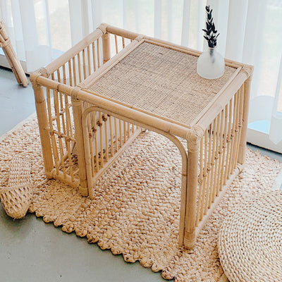 Mesa de Té Cuadrada Estilo Japonés con Almacenamiento Tatami