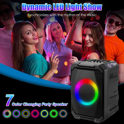 Parlante Portátil Inalámbrico para Fiestas con Luces LED, 2 Micrófonos y Control Remoto - Image 22
