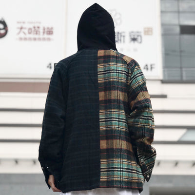 Sudadera Cardigan Cuadros con Capucha Oversize Estilo Europeo - Image 12