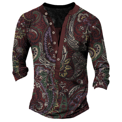 Camiseta Retro con Cuello Henry de Manga Larga para Hombre - Image 6