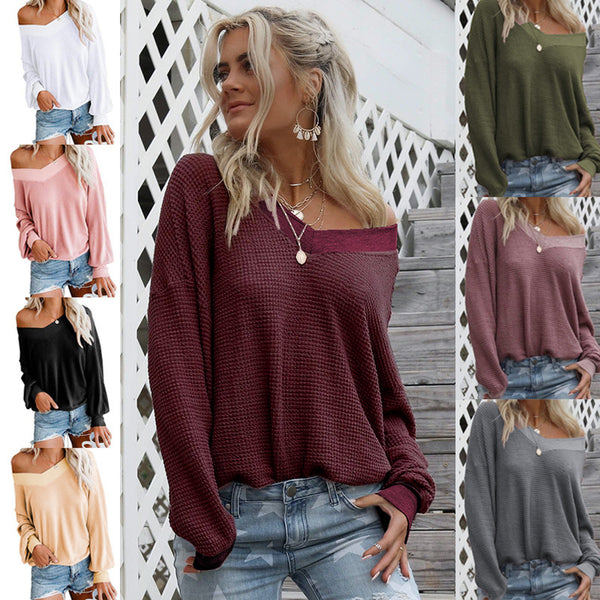 Blusa Suéter Mujer Cuello V Manga Larga