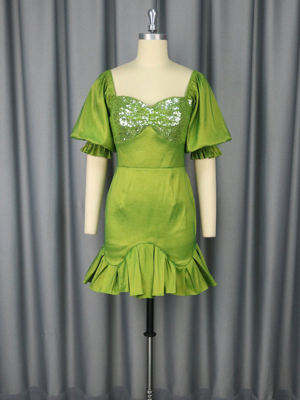 Vestido de Noche Elegante con Lentejuelas y Volantes - Image 6