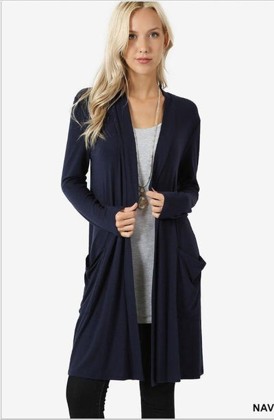 Cardigan Largo de Manga Larga Simple para Mujer - Image 9