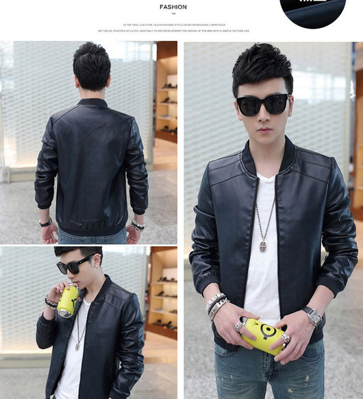 Chaqueta de Cuero Slim Fit Estilo Coreano para Hombre - Image 13