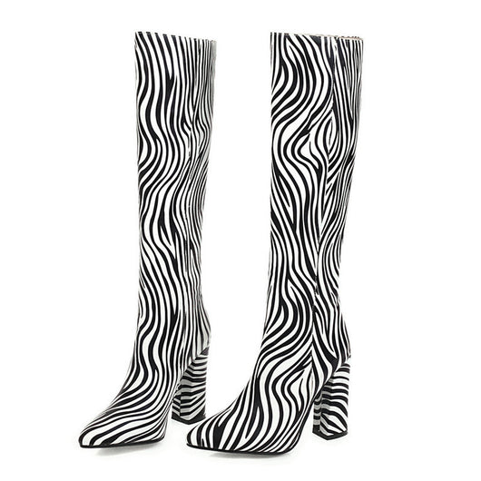 Botas Altas Estampado Animal Print con Tacón Grueso para Mujer - Image 12