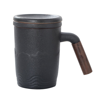 Taza Infusora de Cerámica con Tapa y Asa de Madera - Image 6