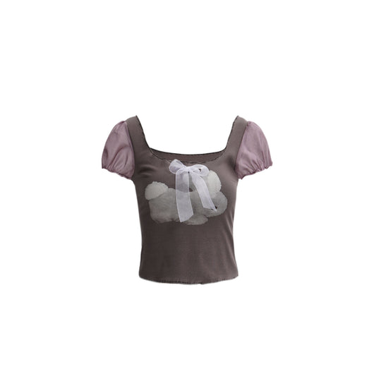 Blusa Cuadrada Y2g Hot Girl con Cuello Camisero y Estampado de Conejo - Image 22