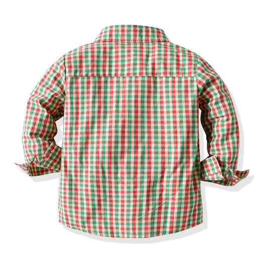 Traje Navideño para Niño - Camisa Cuadros Manga Larga - Image 13