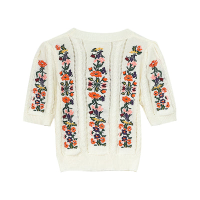 Blusa Tejida con Bordado de Flores Exquisitas - Image 9
