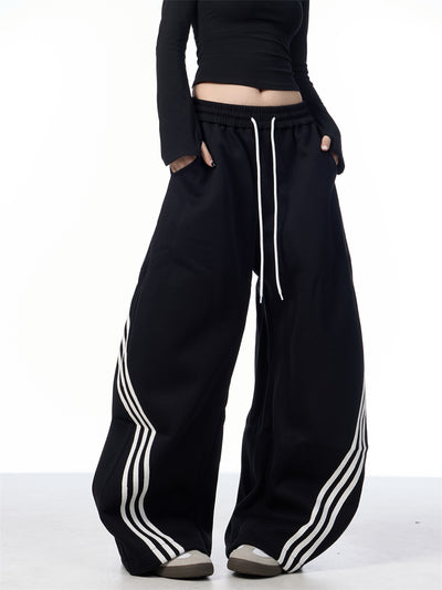 Pantalones Casuales Anchos a Rayas con Cordones - Image 19