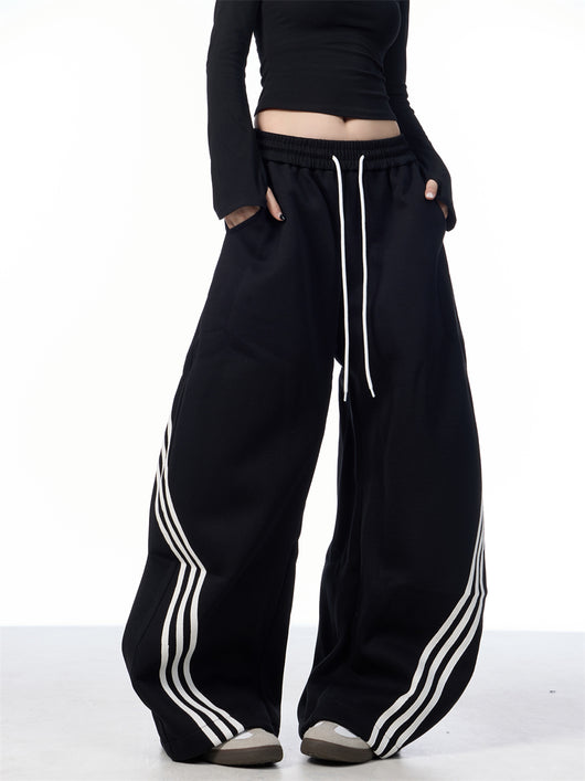 Pantalones Casuales Anchos a Rayas con Cordones - Image 19