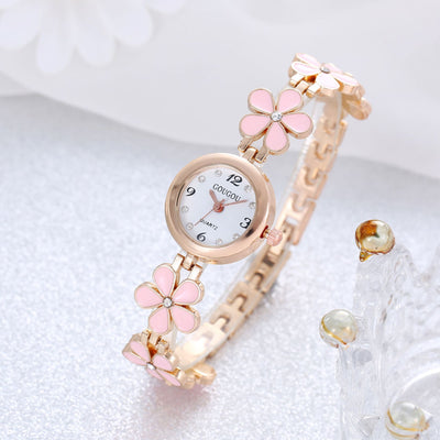 Reloj Pulsera Mujer Disco Floral Juego de Dos Piezas - Image 5